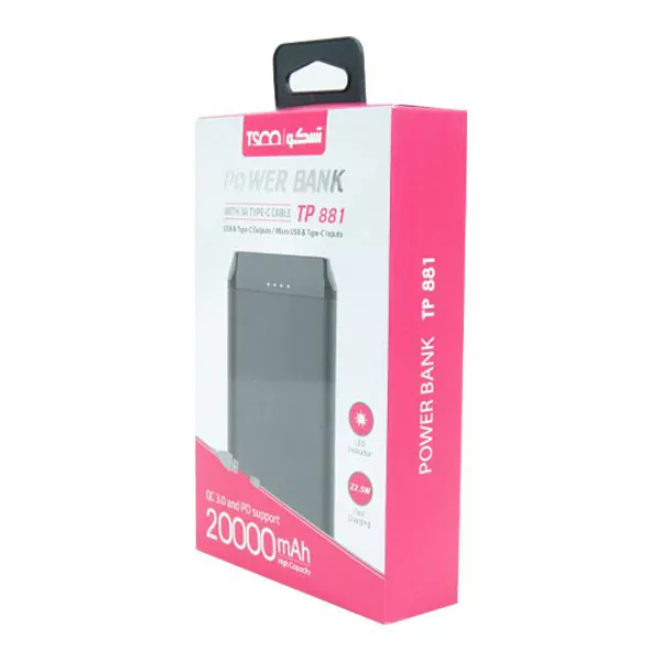 TP-881-6 پاوربانک تسکو مدل TP 881 ظرفیت 20000 میلی آمپر ساعت