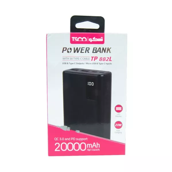 TP-882L-8 پاوربانک تسکو مدل TP 882L ظرفیت 20000 میلی آمپر ساعت