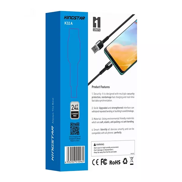 کابل شارژر یو اس بی به میکرو یو اس بی کینگ استار مدل K32A