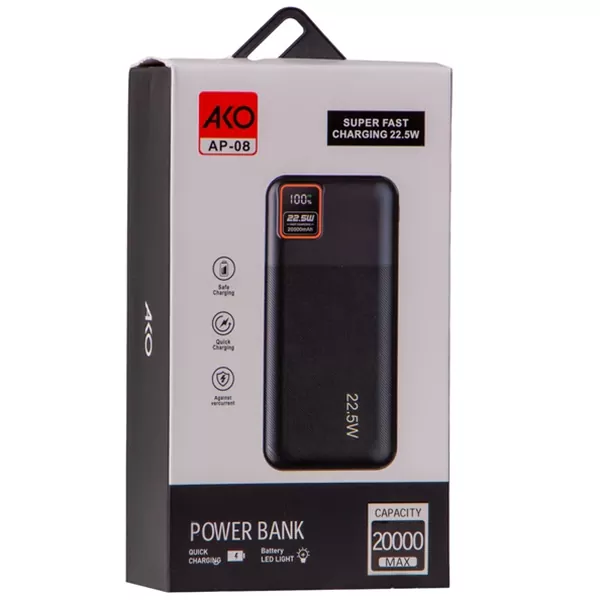 AKO-AP-08-3 پاوربانک آکو مدل AP-08 با ظرفیت 20000 میلی آمپر ساعت