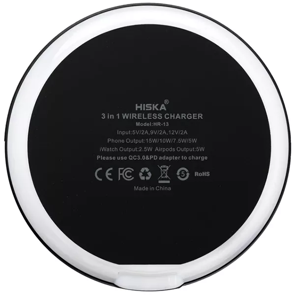 Hiska-HR-13-3 شارژر بی سیم 3 کاره هیسکا مدل HR-13