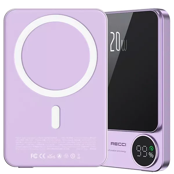 RECCI-RPB-W16-1 پاوربانک مگنتی رسی مدل RPB-W16 با ظرفیت 10000 میلی آمپر ساعت