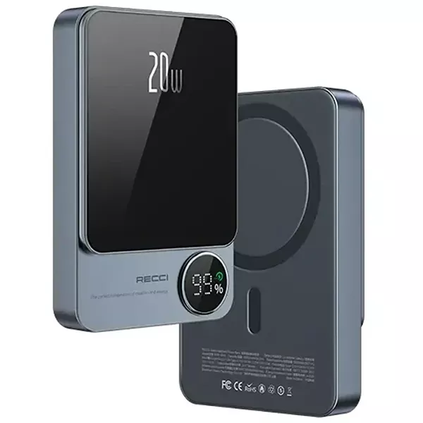 RECCI-RPB-W16-11 پاوربانک مگنتی رسی مدل RPB-W16 با ظرفیت 10000 میلی آمپر ساعت