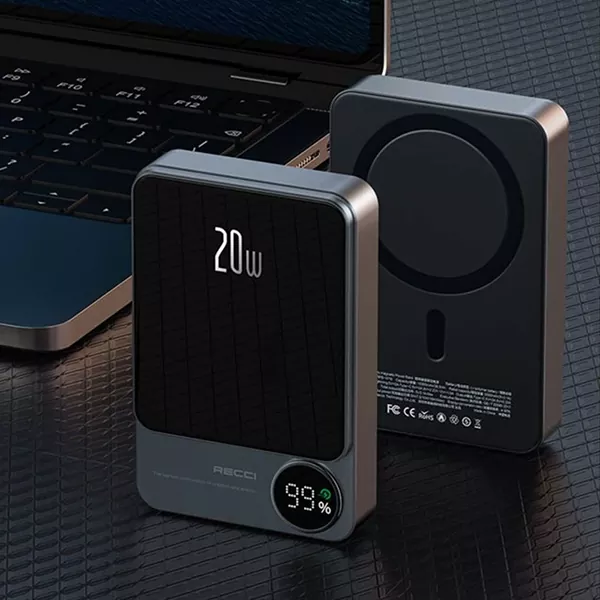 RECCI-RPB-W16-9 پاوربانک مگنتی رسی مدل RPB-W16 با ظرفیت 10000 میلی آمپر ساعت