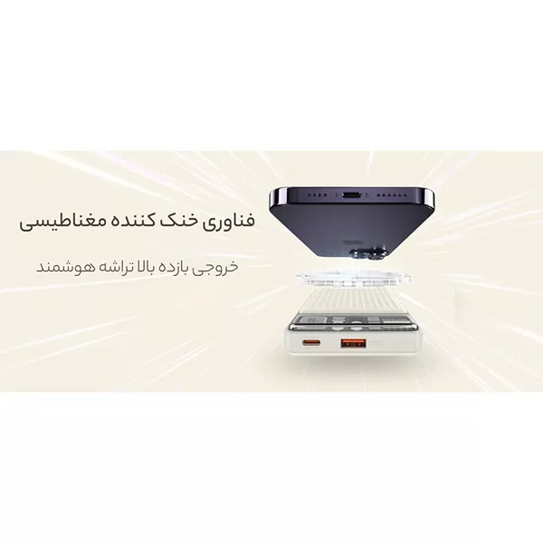 RECCI-RPB-W18-5 پاوربانک مگنتی رسی مدل RPB-W18 با ظرفیت 10000 میلی آمپر ساعت