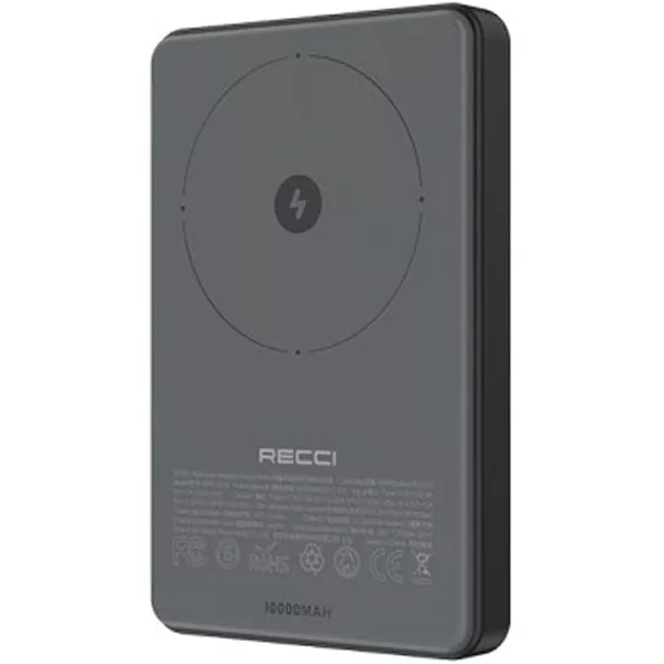 RECCI-RPB-W18-8 پاوربانک مگنتی رسی مدل RPB-W18 با ظرفیت 10000 میلی آمپر ساعت