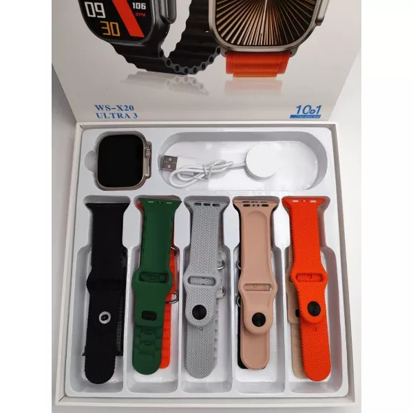 WISME-WS-X20-Ultra-3-4 ساعت هوشمند ویسمی WS-X20 Ultra 3 به همراه 10 عدد بند در رنگ های مختلف