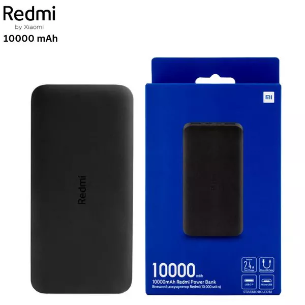 پاوربانک شیائومی مدل Redmi PB100LZM ظرفیت 10000 میلی آمپر ساعت به همراه کابل تبدیل microUSB