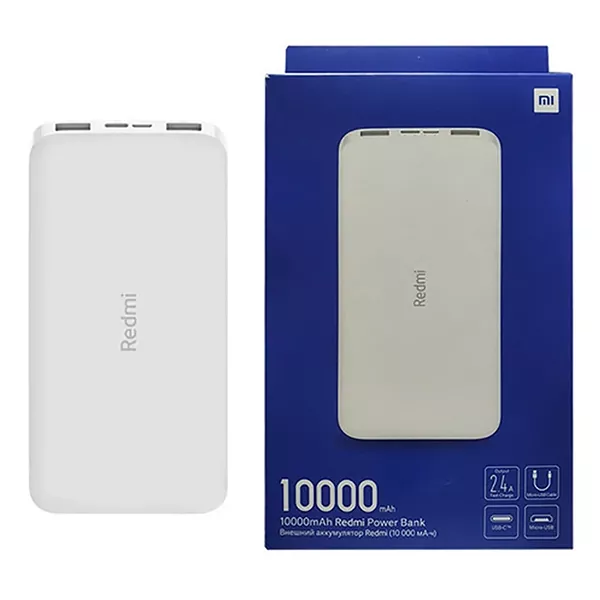 XIAOMI-Redmi-PB100LZM-2 پاوربانک شیائومی مدل Redmi PB100LZM ظرفیت 10000 میلی آمپر ساعت به همراه کابل تبدیل microUSB