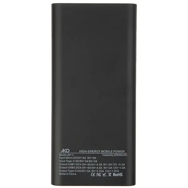 ako-ap-01-7 پاوربانک آکو مدل AP-01 ظرفیت 20000 میلی آمپر ساعت