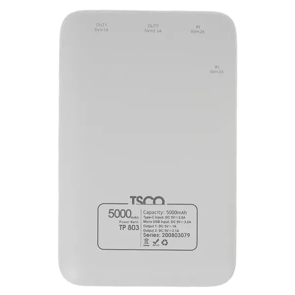 tp-803-1 پاوربانک تسکو مدل TP 803 ظرفیت 5000 میلی آمپر ساعت