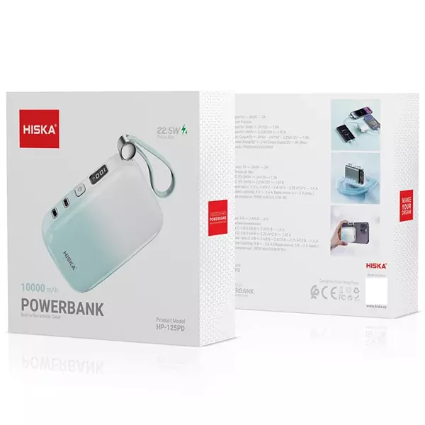 hp-125pd-10 پاور بانک هیسکا مدل HP-125PD ظرفیت 10000 میلی آمپر ساعت